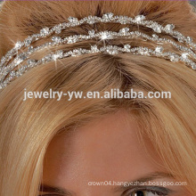 wholesale fashion metal silver plated crystal tira hair band for women